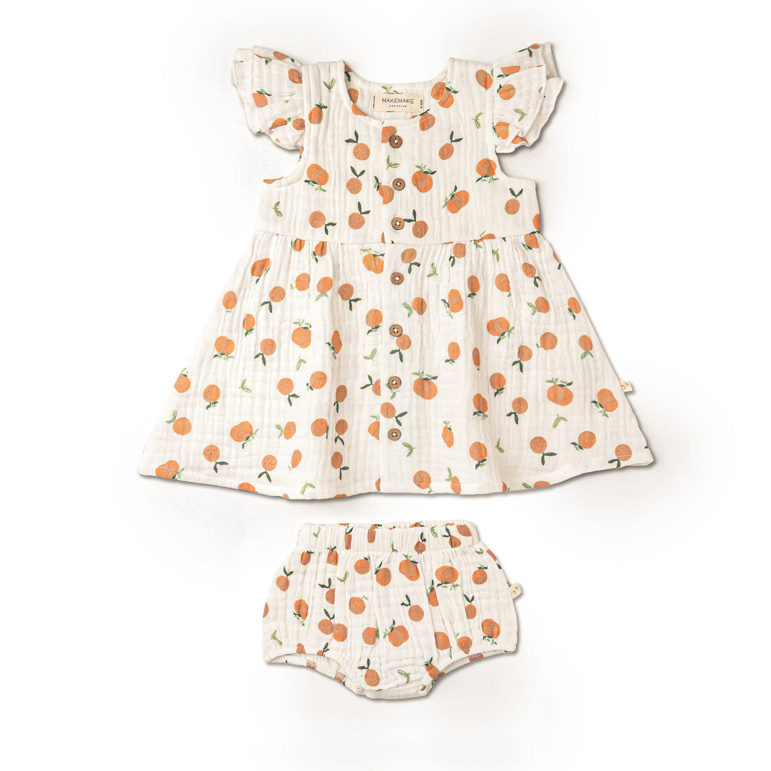 MakeMake Organics Button Flutter Dress Mandarin