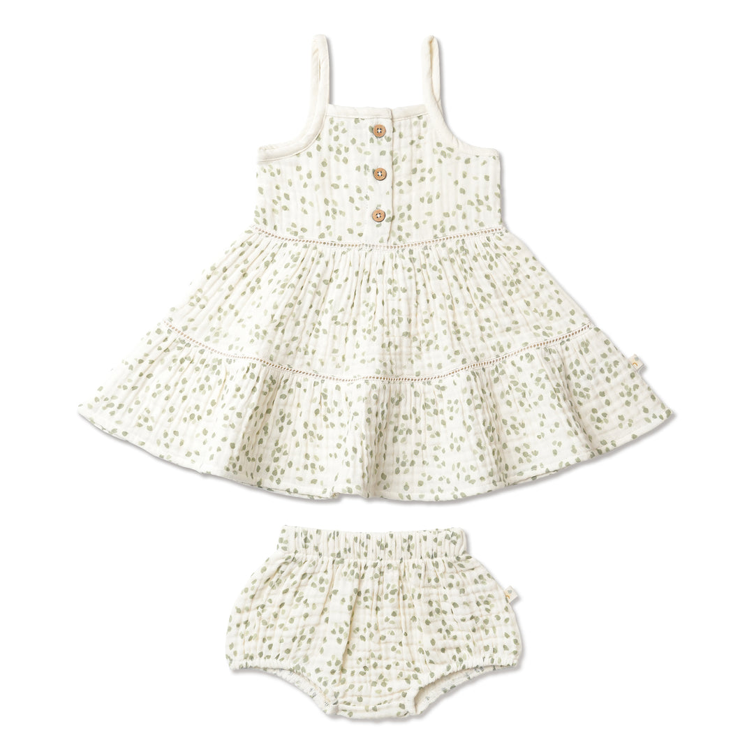 MakeMake Organics Button Tiered Dress Petals
