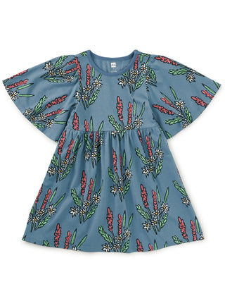 Tea Butterfly Sleeve Dress Block Print