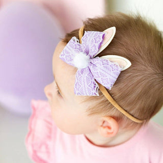 Sweet Wink - Lavender Lace Easter Bunny Bow Baby Headband - Easter Basket