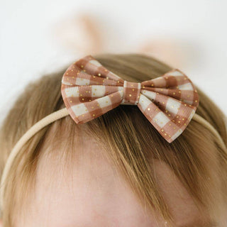 Sweet Wink - Gingham Printed Tulle Bow Baby Headband