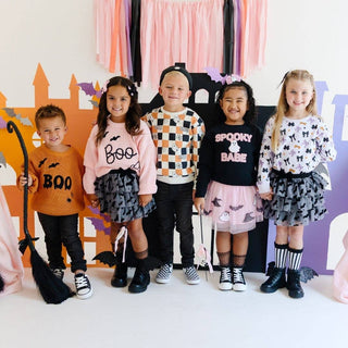 Sweet Wink - Boo Checkered Halloween Sweatshirt - Natural - Boys Clothing