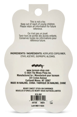 Iscream - Beary Sweet Stick on Earrings