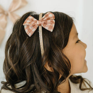 Sweet Wink - Gingham Printed Tulle Bow Headband