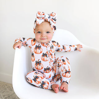 Gigi and Max - Lilith Pumpkin RUFFLE ZIP Halloween Bamboo Pumpkin Sleepies Little