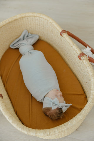 Copper Pearl Knit Swaddle Blanket Ash Rib Kit