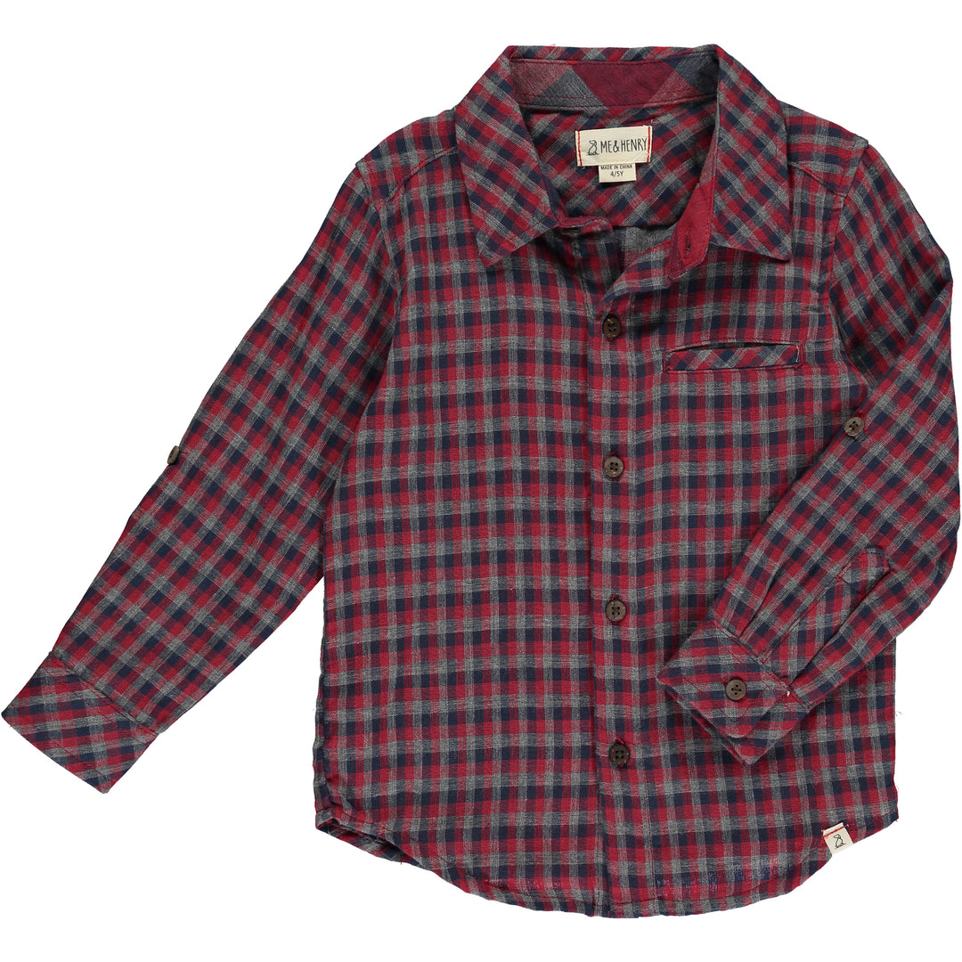 Me & Henry Atwood Woven Shirt Red Multi Plaid