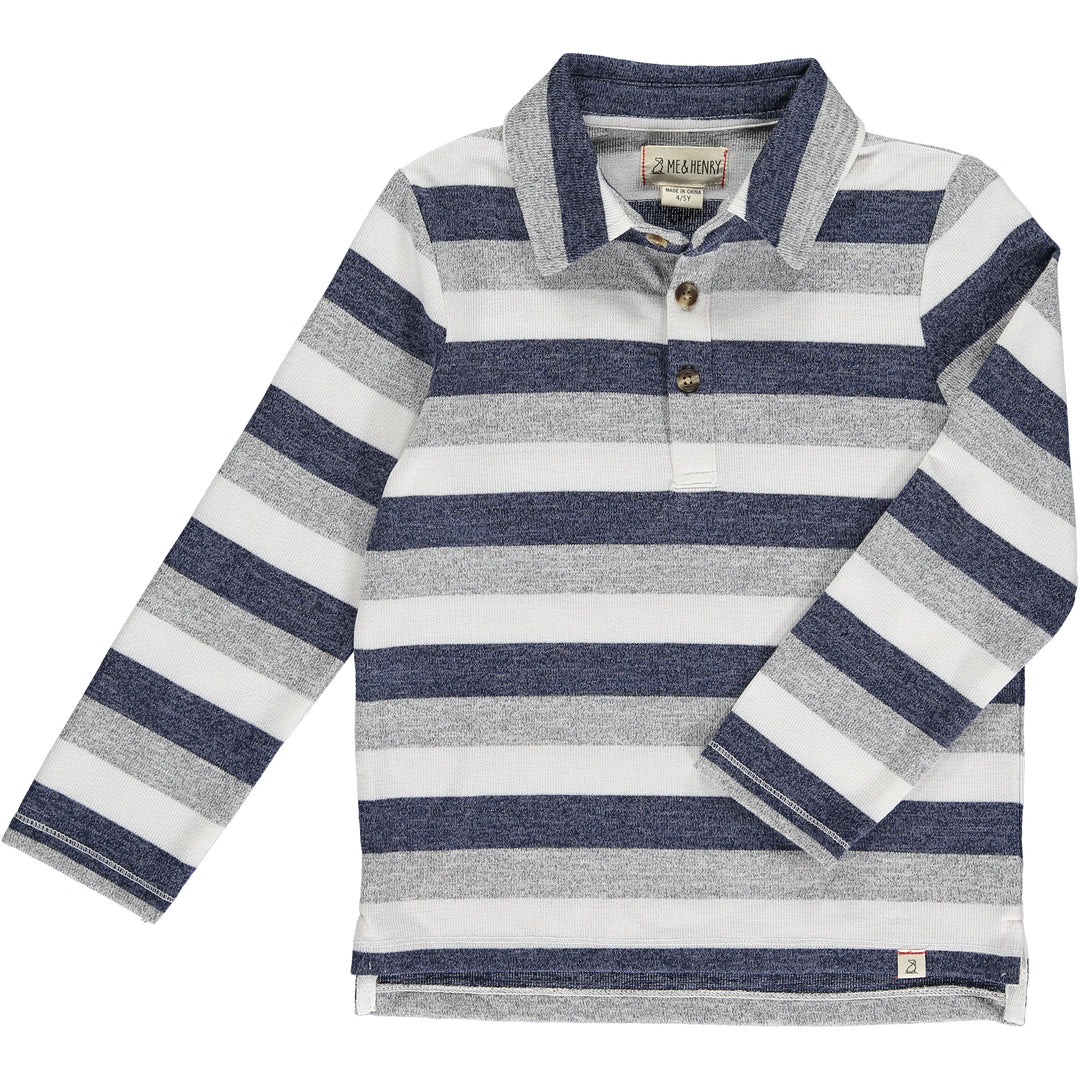 Me & Henry Harry Knitted Polo Blue/White Stripe