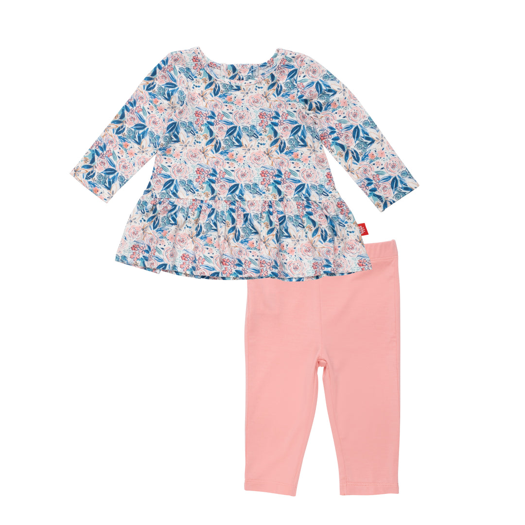 Magnetic Me Once and Floral Peplum Ruffle Top w/ Legging