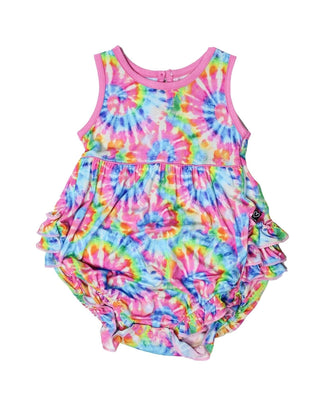 Lev Baby Rainbow Tie Dye Bubble Romper