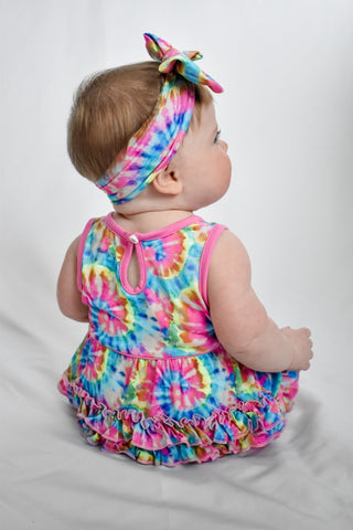 Lev Baby Rainbow Tie Dye Bubble Romper