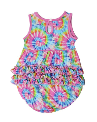 Lev Baby Rainbow Tie Dye Bubble Romper
