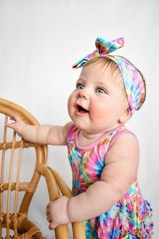 Lev Baby Rainbow Tie Dye Bubble Romper