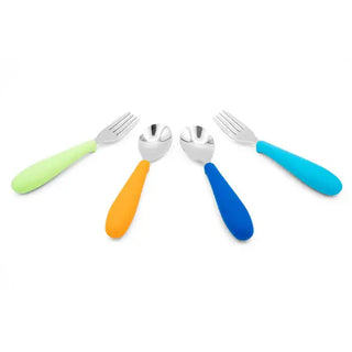 321 Grow - 321 Grow Eat with Me Silicone Spoon and Fork Set - Ocean