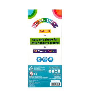 OOLY - Color Burst Easy Grip Crayons  (Set of 3 / 18 Classic Colors