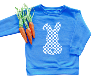 Holland Ave Clothing - Checkered Bunny | Kids Easter Sweatshirt