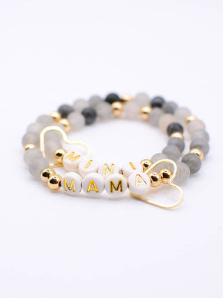 Two and Crew - Mama MINI matching BLACK gold beaded bracelet jewelry set
