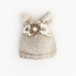 Huggalugs Flower Bunny Beanie Oatmeal