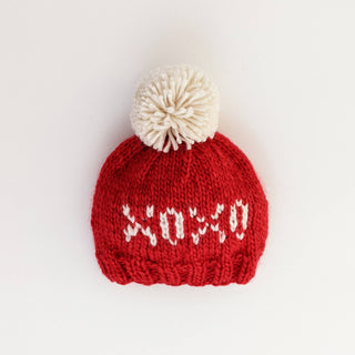 Huggalugs XOXO Red Valentine's Day Hand Knit Beanie Hat