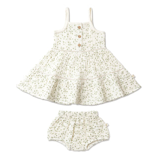 MakeMake Organics Button Tiered Dress Petals