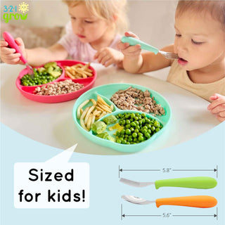 321 Grow - 321 Grow Eat with Me Silicone Spoon and Fork Set - Midnight