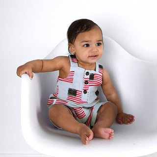 Gigi and Max - George Blue Flag Organic Coastal Coveralls 4th of July