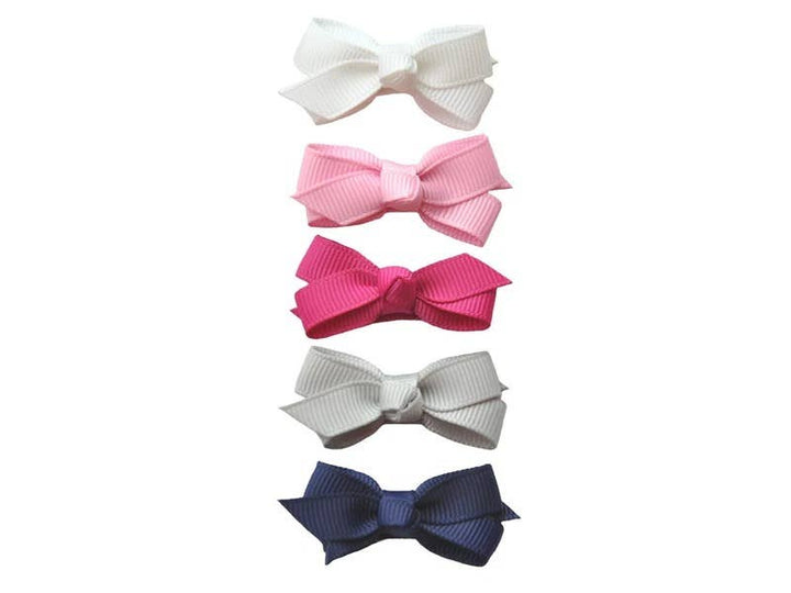 Baby Wisp - 5 Chelsea Boutique Grosgrain Bows on Snap Clips - Prep Girl