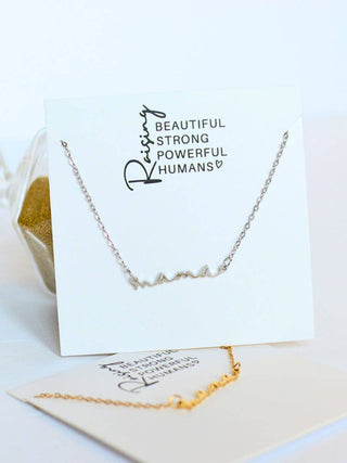 Two and Crew - Mama Necklace - Dainty Cursive Mom Jewelry, Gift for Mothers