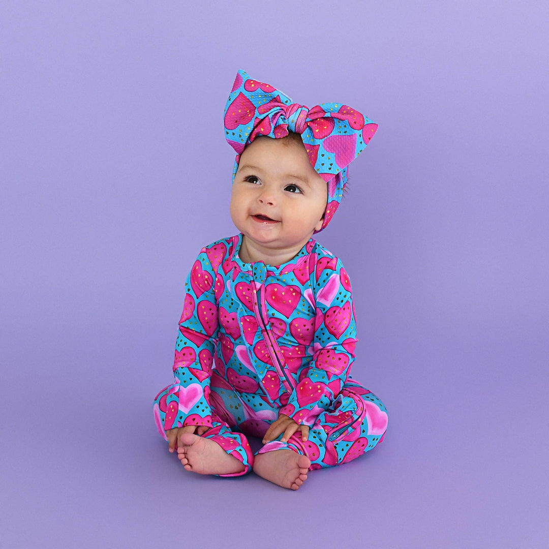 Gigi and Max - Alaina Heart Ruffle Zip Heart Bamboo Baby Outfit Valentine's