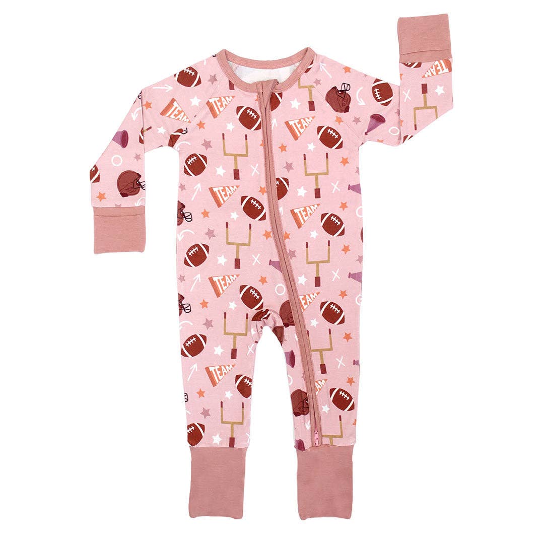 Emerson and Friends - Football Game Day Girls Bamboo Convertible Baby Pajamas