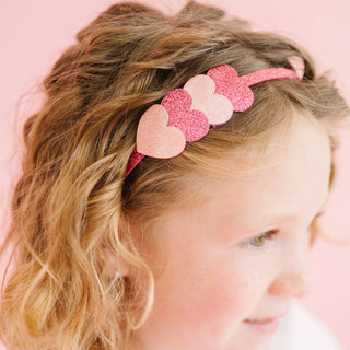 Sweet Wink - Pink Sparkle Hearts Valentine's Day Headband - Kids Hair