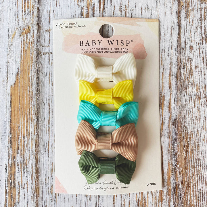 Baby Wisp - 5 Small Charlotte Bow Snap Clips- Lemonade Stand