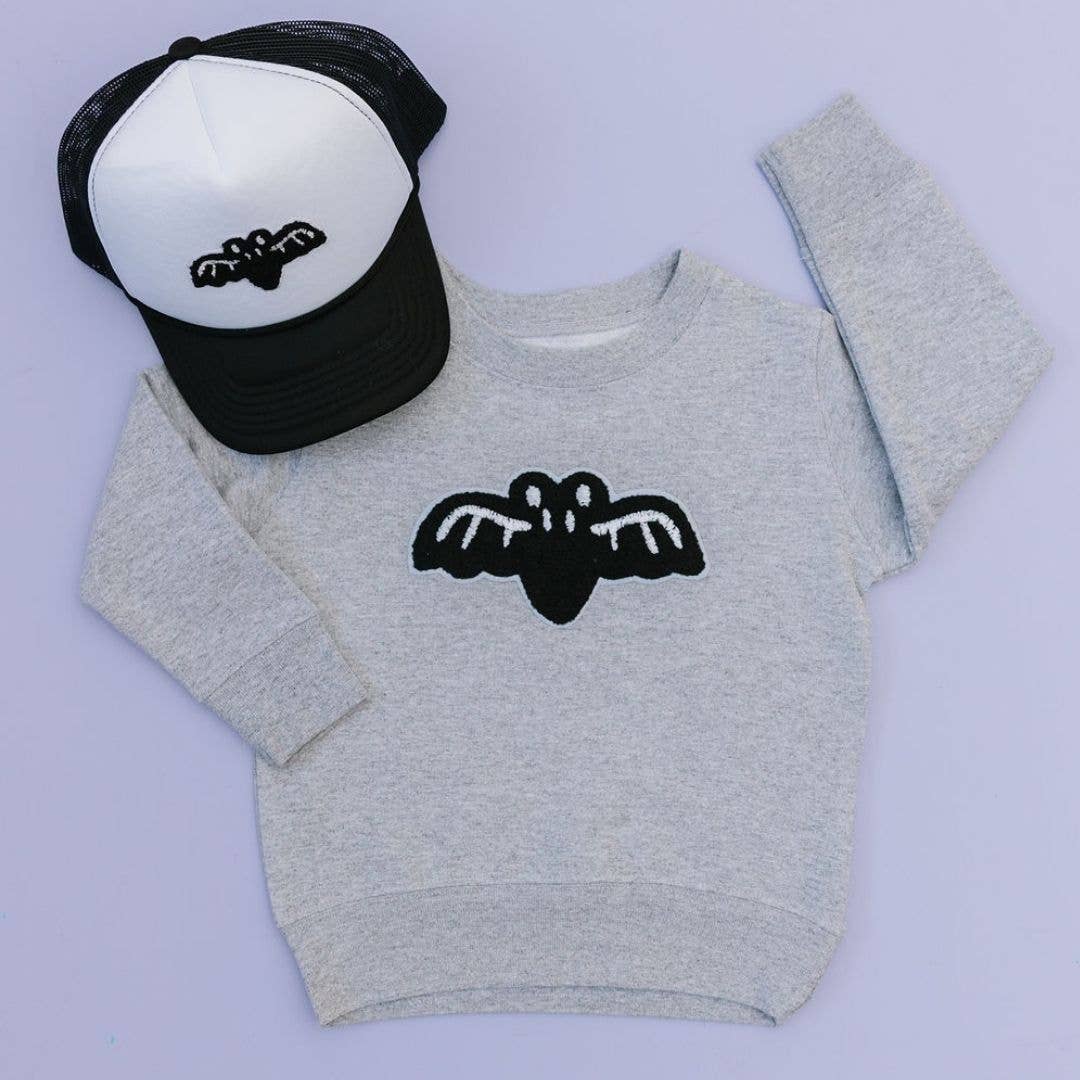 Sweet Wink - Bat Patch Halloween Sweatshirt - Kids Halloween Crewneck