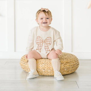 Sweet Wink - Gingham Printed Tulle Bow Baby Headband