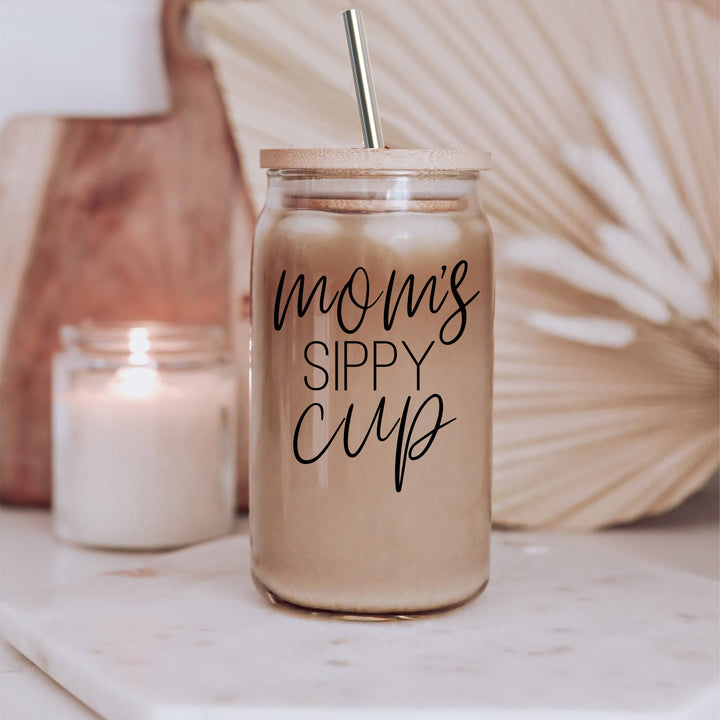 Gia Roma - Funny Coffee Mugs for Mom, Glass Cup With Lid & Metal Straws