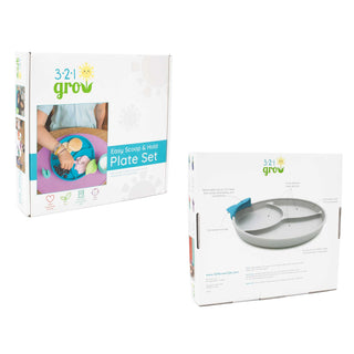 321 Grow - 321 Grow Silicone Easy Scoop & Hold Plate Set- Ocean