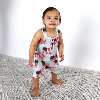 Gigi and Max - George Blue Flag Organic Coastal Coveralls 4th of July
