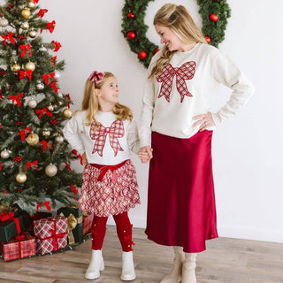 Sweet Wink - Christmas Plaid Bow Patch Sweatshirt - Girls Clothes