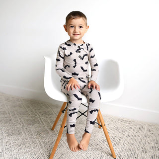 Gigi and Max - Vlad Gray Bats TWO PIECE Bamboo Halloween Kids Lounge Set