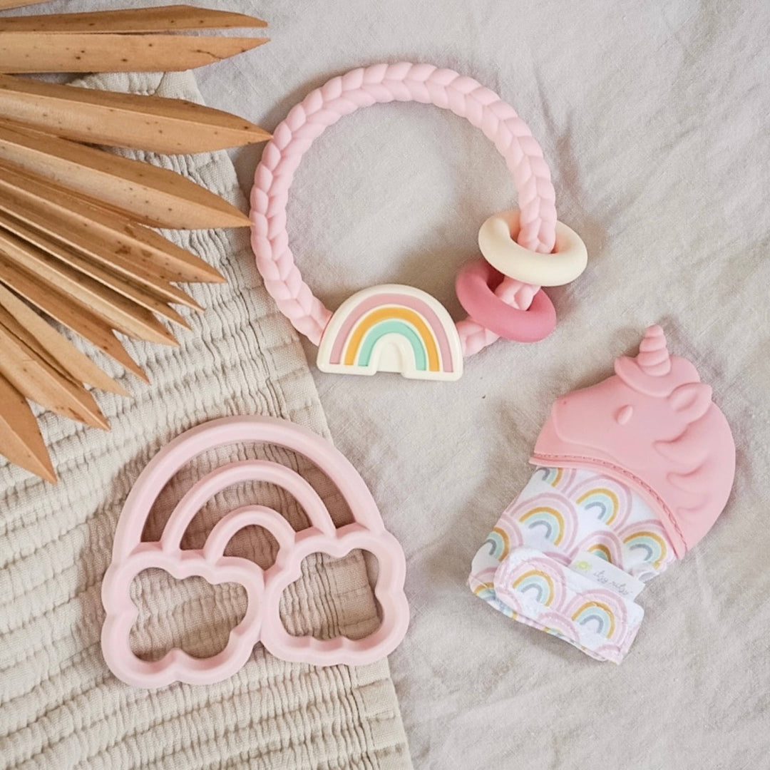 Itzy Ritzy - Ritzy Rattle™ Silicone Teether Rattles Rainbow Pastel