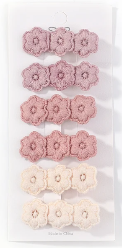 Cheeky Plum - Embroidery Hair Clip Set - Pink Ombre