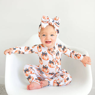 Gigi and Max - Lilith Pumpkin RUFFLE ZIP Halloween Bamboo Pumpkin Sleepies Little