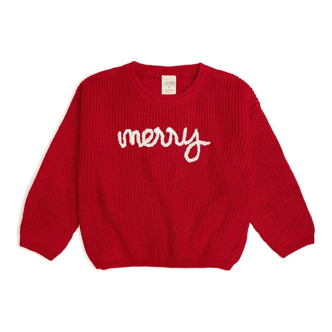 Sweet Wink - Merry Christmas Yarn Knit Sweater - Kids Holiday Sweater