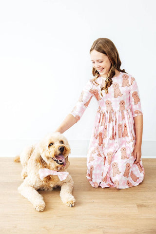 Mila & Rose - Goldendoodle 3/4 Sleeve Pocket Twirl Dress