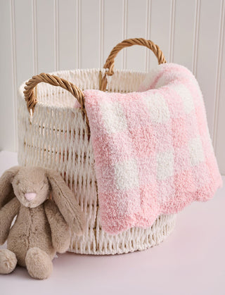 Mud Pie Chenille Pink Gingham Blanket