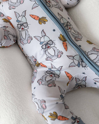 Lucky Panda Kids - Bamboo Easter Baby Zip Romper | Rad Bunny