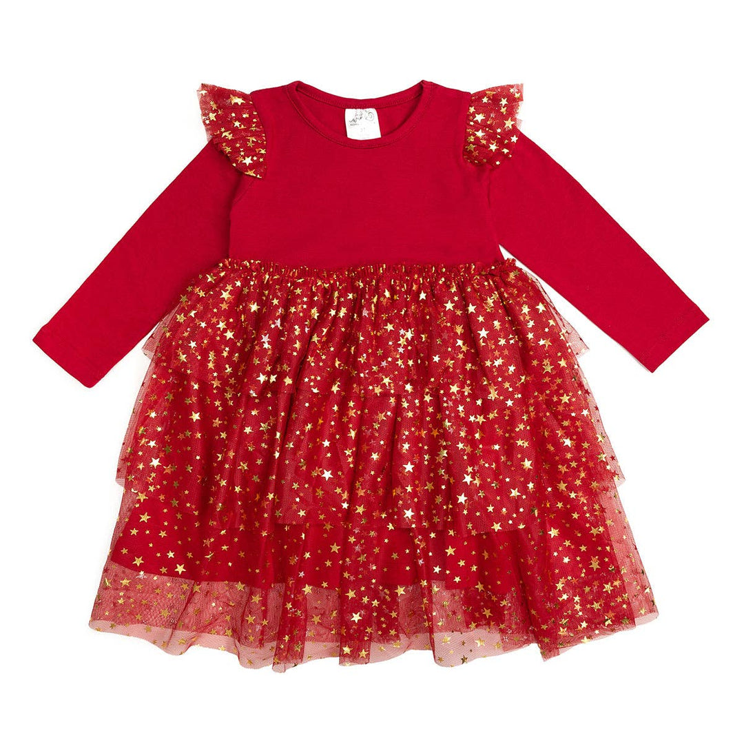 Sweet Wink - Scarlett Shimmer Christmas Long Sleeve Tutu Dress