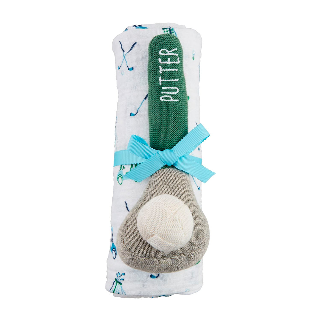 Mud Pie Boy Golf Swaddle & Rattle