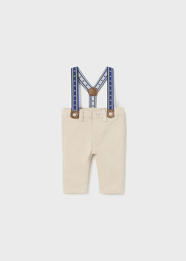 Mayoral Long Trousers with Suspenders Stone