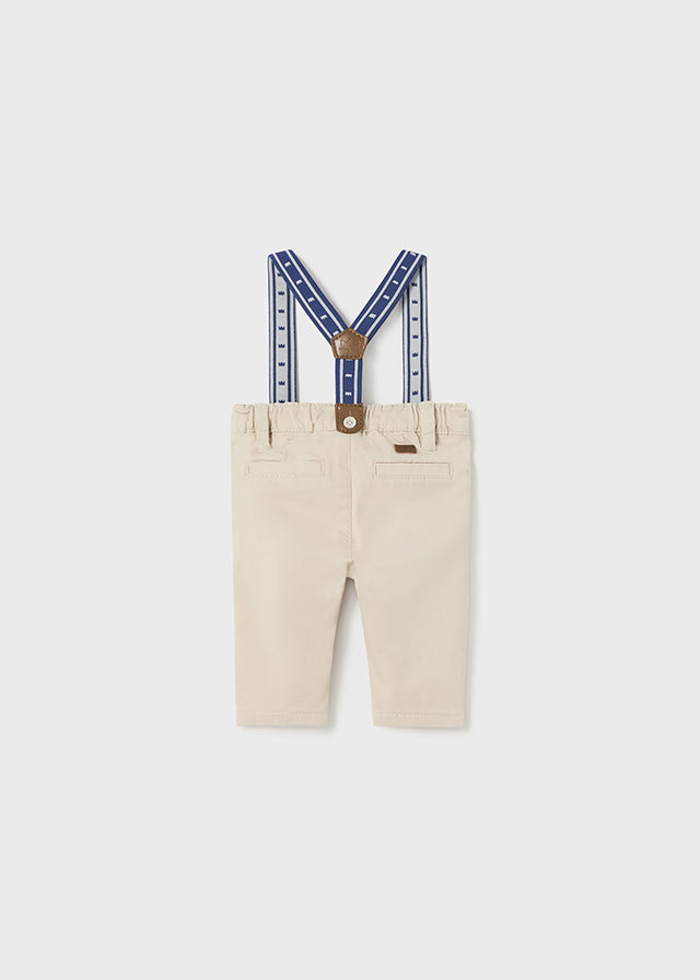 Mayoral Long Trousers with Suspenders Stone